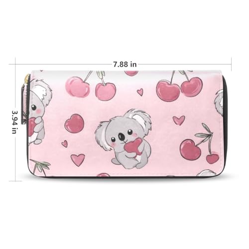 Long Wallets Leather Bifold Wallet for Women Koala Cute Pink with Zipper Credit Card Holder Large Capacity2