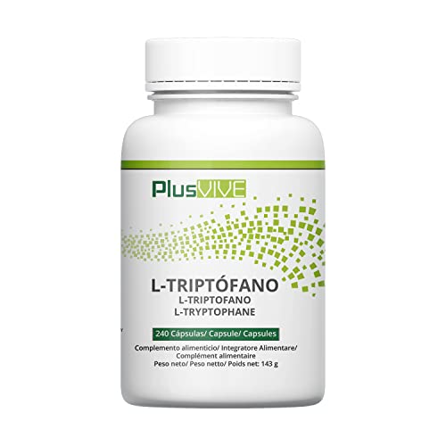 Plusvive - Suplemento de L-triptófano 100 % vegano, 500 mg, 240 cápsulas