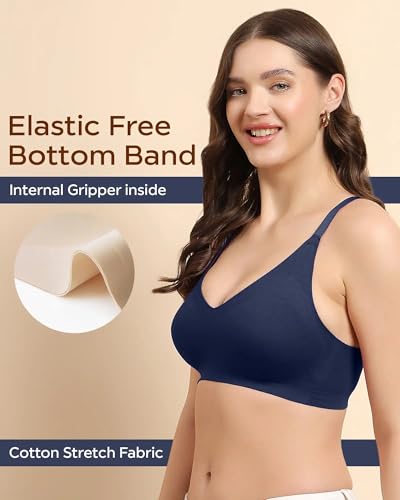 Image of Tweens Cotton Padded Bonded Bra for Women | Full Coverage Wire-Free Bra | Seamless No-Dig Comfort | Breathable Cotton | Elastic-Free Bottom Band & Side Wings | Pack of 1