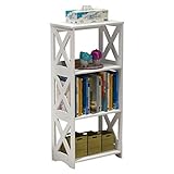 Rerii Bookcase, 3 Tier Small Bookshelf Kids Open Shelves, Standing Book Storage Case Shelf Display Rack Table for Bathroom Living Room Bedroom Office, White