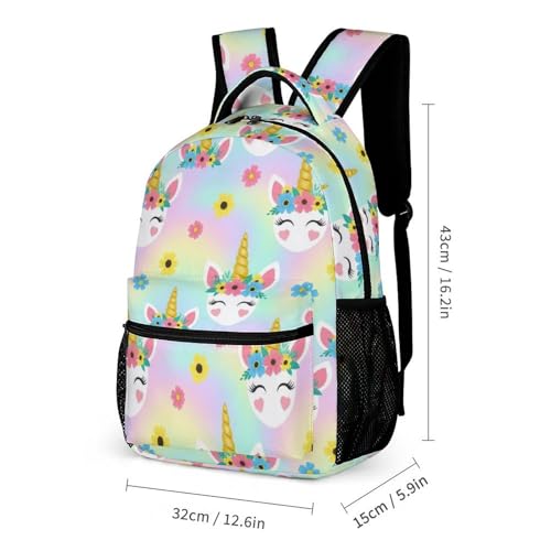 Backpack Bookbag Set Backpack with Lunch Box and Makeup Bag Travel Bookbag Daypack Set (Cute Unicorns (14))2
