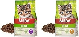 MERA Cats Kitten Duck - Dry Food for Adolescent Cats - 2 kg & Cats Kitten Chicken - Dry Food for Growing Cats - Cat Dry Food with High Meat Content - 2 kg product image