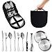 Produktbild REFORUNG 10-teiliges Camping Teller Besteck Set Picknick-Set Edelstahl Portable Camping Besteck Outdoor Camping Cutlery set 2 Personen Campingbesteck set mit Reißverschluss Fall für Reisen Wandern