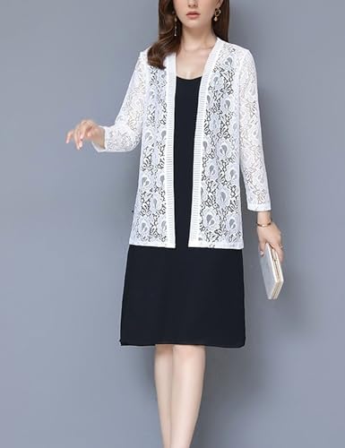 FindThy Women’s 3/4 Sleeve Lace Cardigan Long Sleeve Open Front Floral Crochet Shrug Cover Up2