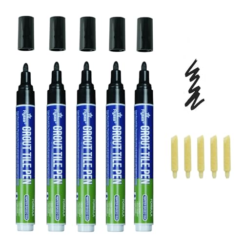 5 PCS Tile Grout Pen Home Repair Pen Tile Paint Markers for Tiles Floor Wall Bathroom Kitchen Repair Tools (Black)