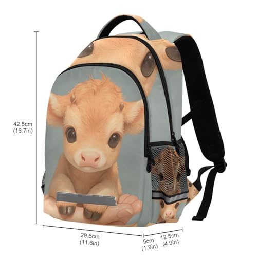 KLL Lovely Brown Scottish Highland Cattle Designed kids tiny backpack with large books bag for book bags for teenage girls boys mochilas para adolescentes chicas3