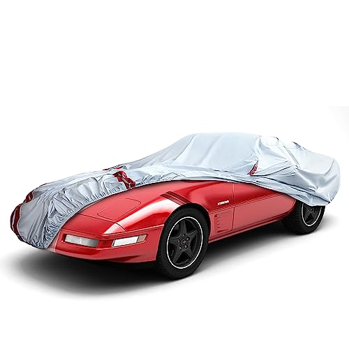 Image of Waterproof Car Covers Replace for 1984-1996 Corvette C4, 6 Layers All Weather Custom-fit Car Cover with Zipper Door & 18 Ponit Windproof Bands for Snow Rain Dust Hail Protection