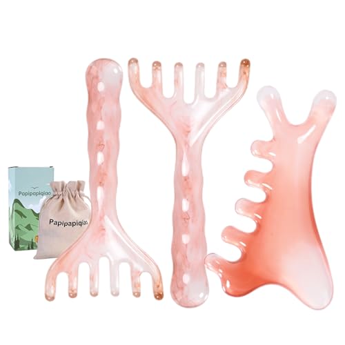 Papipapiqiao Scalp Massager Handheld Comb Resin Relax Massage Tool - Manual Relaxation Tool for Soothing Head Massage, Nose Sculpting&Jaw Lifting,Self Gifts for Women Men,Prop 65 Tested,Set of 3