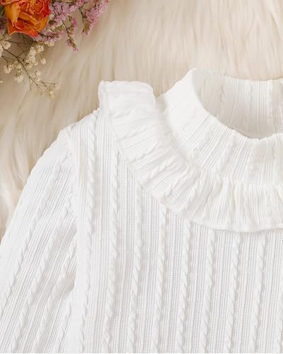 Toddler Girl Clothes Sets: Long Sleeve Ribbed Tops Button Mini Skirts Set Fall Winter Outfits for Toddler 2-7 Years4