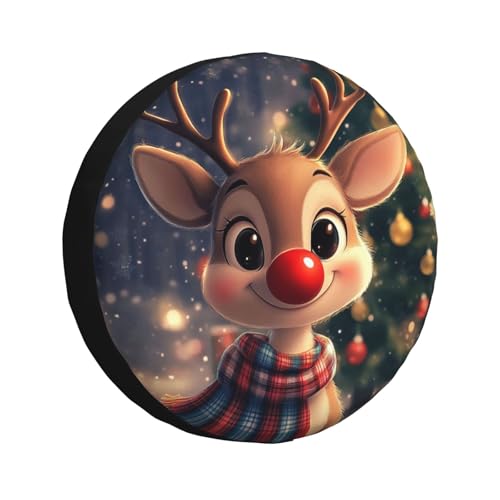 Image of Christmas Reindeer Spare Tire Cover Winter Weatherproof Universal Wheel Protectors Christmas New Year Wheel Covers for Rv Camper Travel Trailer SUV Truck 15 Inch Holiday Xmas Decor