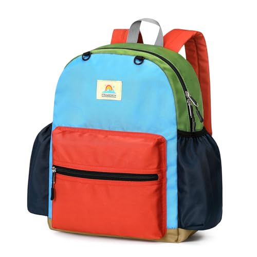 STEAMEDBUN Mochila infantil para meninos de 2 a 4: mochila pré-escolar para jardim de infância - mochila infantil para meninos e meninas, Azul e vermelho, SMALL-15'H(fit folder), Mochilas de viagem
