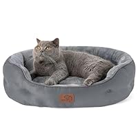 BEDSURE cat bed washable - 51x48x15cm bed with double-sided inner cushion cat sleeping place for cats or small dogs,Grey