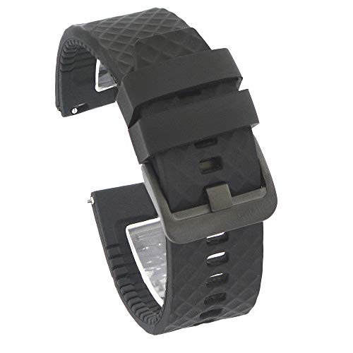 Quick Release Silicone Watch Bands for Men Women 22mm - Soft Rubber Replacement Watch Straps - 316L Stainless Steel Buckle - Multiple Colors Smart Watch Bands (Black, 22MM)
