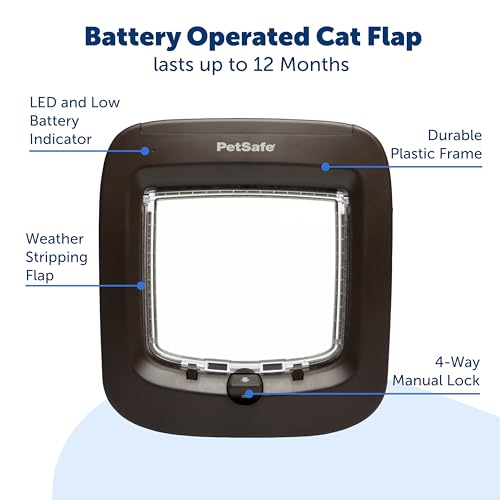 PetSafe Microchip Cat Door - Exterior or Interior Cat Flap - Multi-User RFID Access for up to 40 Pets - 4-Way Locking, Weatherproof, DIY Easy Install - Brown - Image 5
