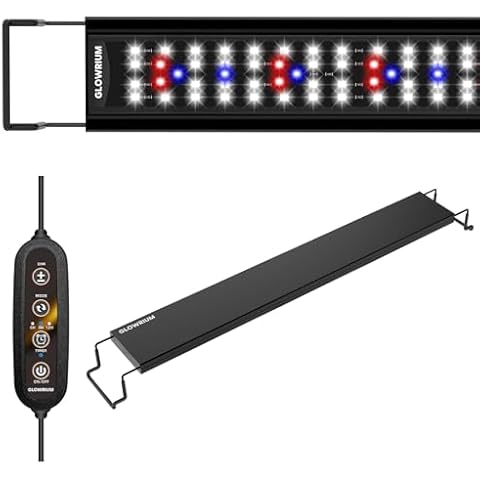 GLOWRIUM Aquarium Light, LED Full Spectrum Freshwater Fish Tank, Daylight/Moonlight Mode and infinitely dimmable, Fish Tank Light with auto-on/Off Timer (48-53 in) Cover