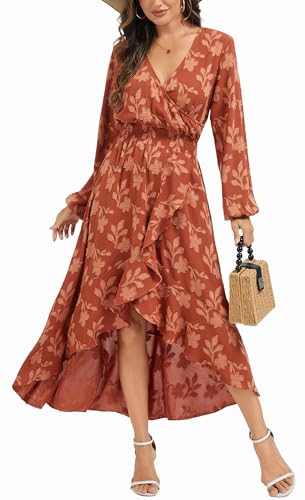 Image of Kormei Womens Short Sleeve Floral Maxi Dress High Low V-Neck Flowy Party Long Dresses