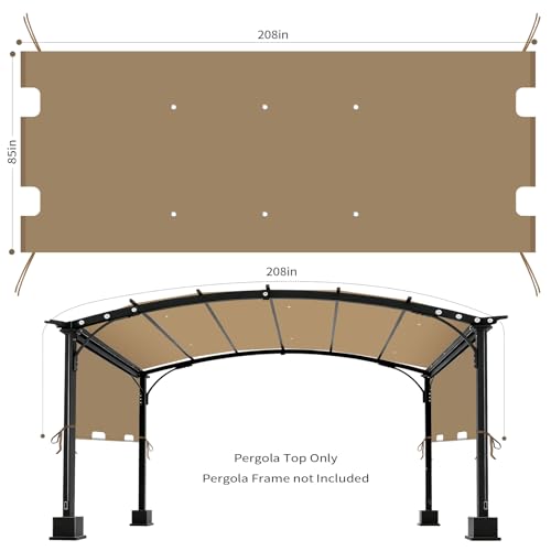 Image of 85 inchx 208 inch Universal Pergola Shade Cover, Garden Shade Replacement for 17x7.4 Ft Outdoor Pergola Structure, Patio Gazebo Canopy, Porch, Balcony Waterproof Top (Cover Only, Khaki)