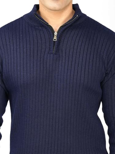Image of LOQUE Men's Wool Blend Selection Sweater Half Zip High Neck Pullover Warm Casual Winter Wear for Office and Travel