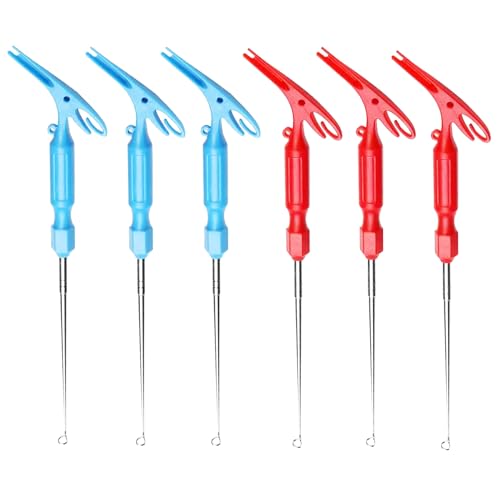 SquEqu 6 Pack Fish Hook Remover Tool 3in1 Fishing Hook Quick Removal Device Knot Tyer Fishing Knot Tying Tool Tying Fishing Line to Hooks Portable Fast Fishing Tie Hook
