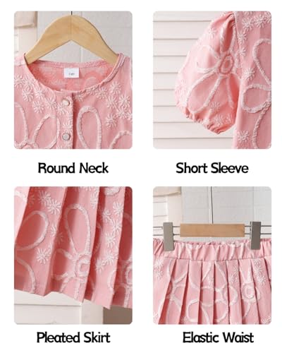 Image of Kids Toddler Girl Summer Clothes Letter Printed T-Shirt Top+ Floral Skirt 2pcs Girl's Skirt Set