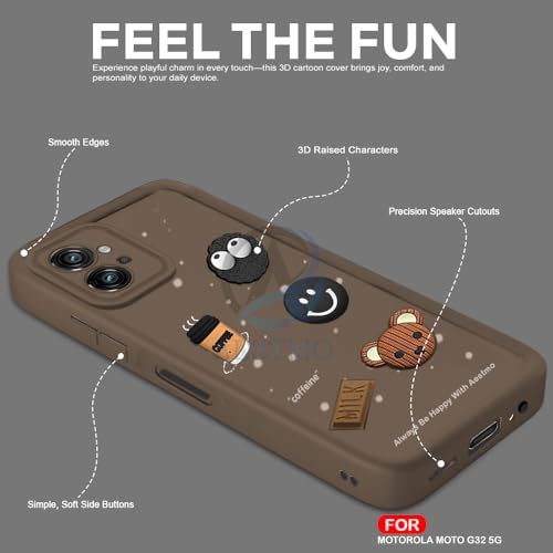 Image of AESTMO Back Case Cover for Moto G32 5G Cover | Cute Fun Cartoon 3D Ball | Coffee Silicone Case | Full Body Protection | Camera Protection Back Cover for Moto G32 5G (Brown)