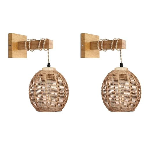 Apliques retro de ratán para iluminar dormitorios oscuros sin ocupar espacio 2