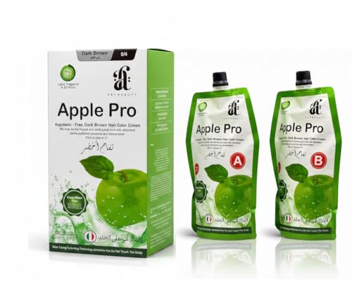 Apple Pro Hair Color Cream Dark Brown Twin Pack 500 + 500 ml Paraben Free Full Coverage for White Hair