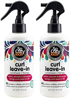 So Cozy,Curl Spray LeaveIn Conditioner For Kids Hair Detangles And Restores Curls No Parabens Sulfates Synthetic Colors Or Dyes,Jojoba Oil,Olive Oil & Vitamin B5,Sweet-Pea,8 Fl Oz(2 Pack),White,(539A)