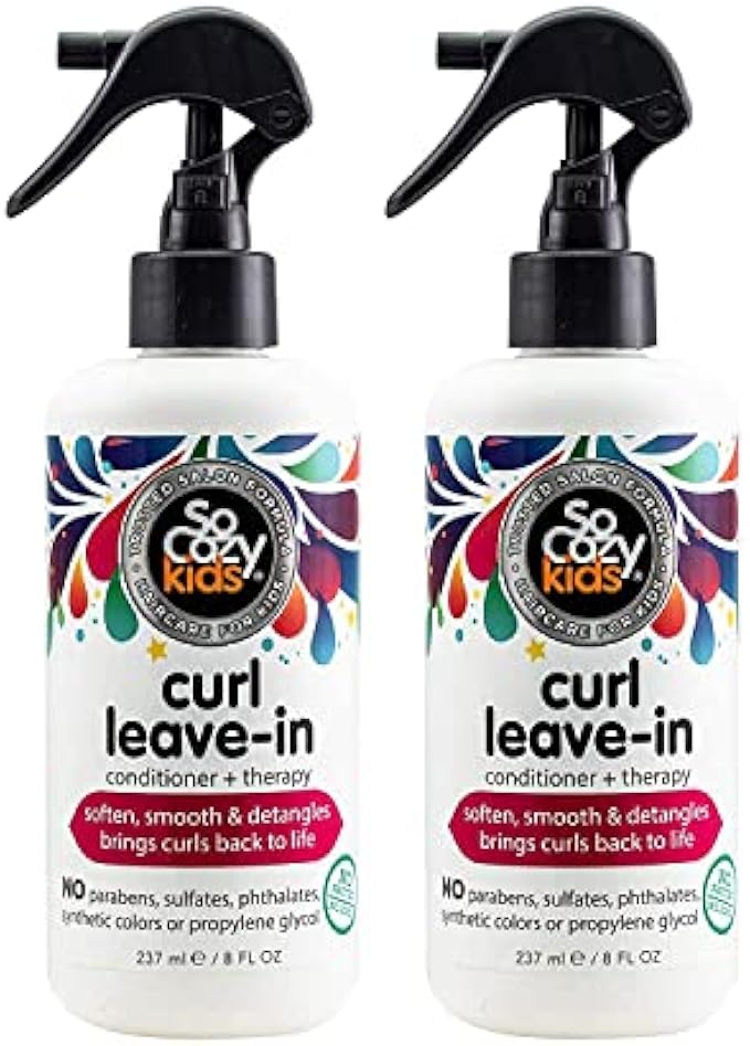 So Cozy,Curl Spray LeaveIn Conditioner For Kids Hair Detangles And Restores Curls No Parabens Sulfates Synthetic Colors Or Dyes,Jojoba Oil,Olive Oil & Vitamin B5,Sweet-Pea,8 Fl Oz(2 Pack),White,(539A)