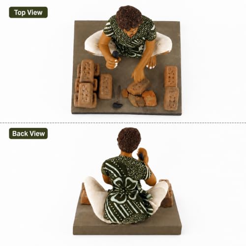Image of Krishnanagar Handmade Clay Gift & Decor | Basic- Sitting Human Figure Miniature Idol - Brick Breaker