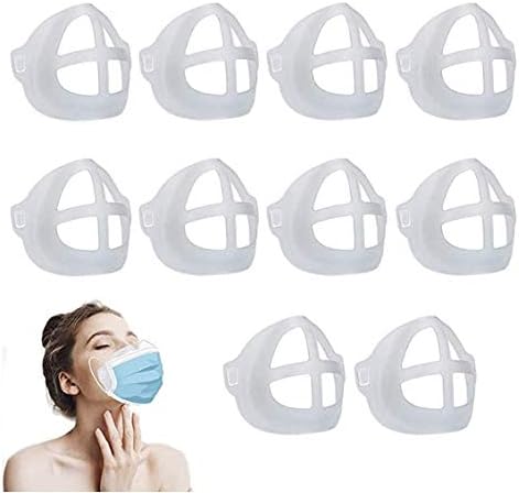 3D Mask Bracket, for Mouth and Nose Increase Breathing Space Smooth Breathing, for Comfortable Transparent Inner Frame Washable Reusable (10Pack)