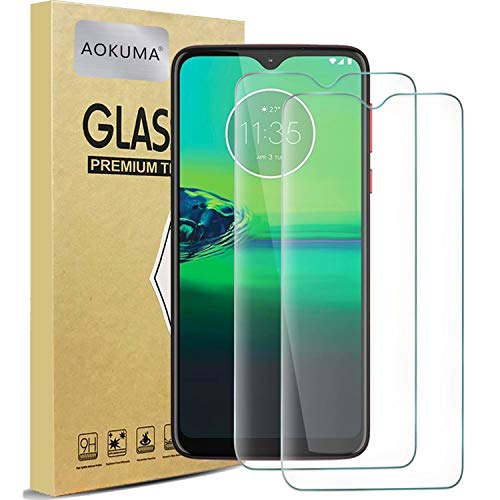 AOKUMA Cristal Templado Motorola Moto G8 Play, [2 Unidades] Protector Pantalla para Motorola Moto G8 Play Robusto Antiarañazos Antihuellas con Borde Redondeado Dureza 9H+ Antiburbujas