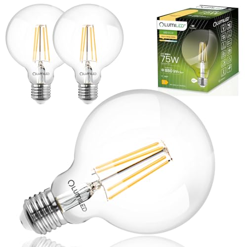 Lumiled 3x E27 LED Lampen G95 Vintage 8W Ersetzt75W Glühlampe 880lm...