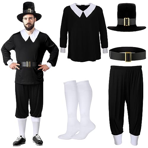 Costume de pèlerin colonial d'Halloween ensemble de déguisement masculin complet
