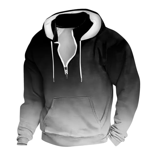 Ymosrh Men's Causal Hoodies, Athletic Workout Long Sleeve Gradient Color Pullover Hooded Sweatshirts with Pocket, M-4XL4