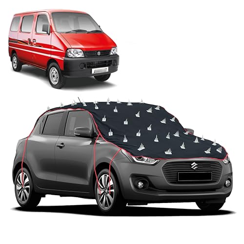 Image of Dog Protection Spike Car Cover for Eeco Bonnet to Roof Easy Installation with 4 Elastic Hook Strap | Anti-Scratch Soft Cotton Inner | Complete Protection from Street Dogs & Monkeys
