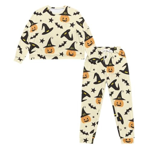 Image of Womens Lounge Set Long Sleeve Soft Pajama Sets Casual 2 Piece Pj Outfit Crewneck Sleepwear with Pockets Plus Size