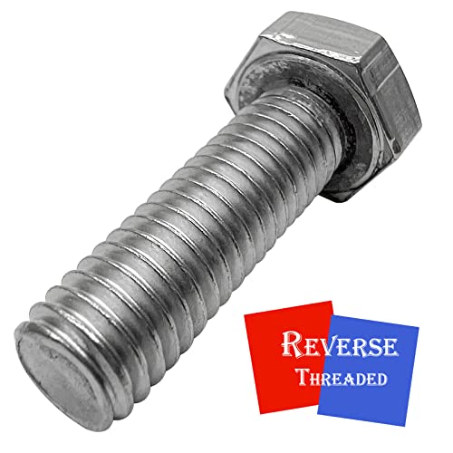 Image of M8x25mm Left Hand Hex Bolt,304 Stainless Steel Reverse Threaded Silver Fully Threaded Hex Bolts(3Pcs)