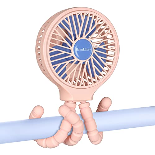 HomeLifairy Stroller Fan Clip On Baby Rechargeable 5200mAh Portable Fan Battery Operated Fan Mini Handheld Personal Fan USB Car Seat Small Fan for Desk Stroller Accessories Crib Car Rides