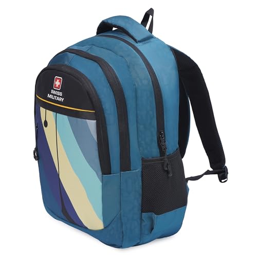 Image of SWISS MILITARY Large Multicolor Laptop Backpack, Stylish with Spacious 15.6 Inch Laptop Compartment, Ergonomic Design, Durable & Lightweight for Office, Travel, and College