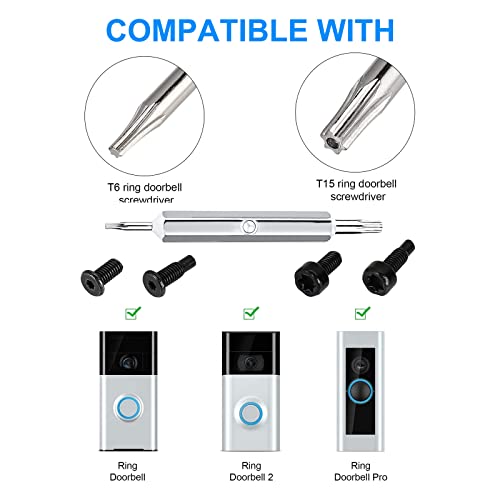 image for CYJJZQ Replacement Ring Doorbell Blue Screwdriver T6 T15 & + 20Pcs Doo