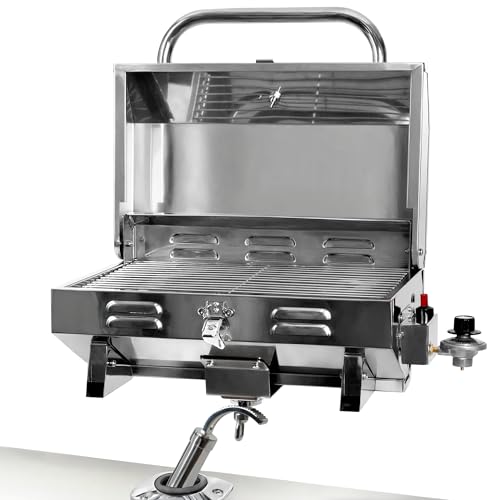 Boat Grill with Rod Holder Mount