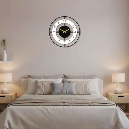 Image of Auromin Modern Wall Clock for Living Room Stylish | Big Size Modern Style Decorative Wall Watch for Home, Hall, Bedroom & Office | Premium Fancy Wall Clock for Living Room Wall Decor