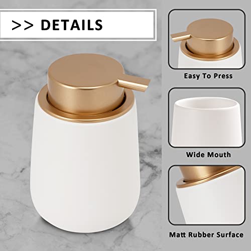 Image of Soap Foaming Dispenser Ceramic with Easy-to-Press Pump Hand Foam Dispenser for Shampoo Bathroom Kitchen 12 oz 2pcs