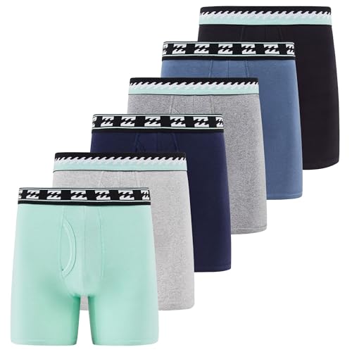 Billabong Mens Underwear 6 Pack Boxer Briefs for Men - Cotton Stretch, Tagless, Breathable