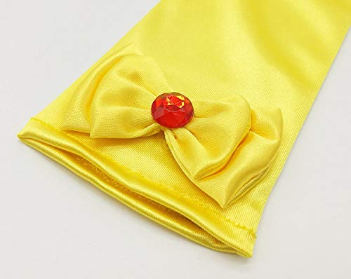 Image of FancyDressWale Girls Satin Long Gloves for Princess Dress Up Party With Bows