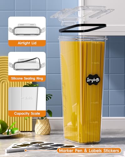 Airtight Food Storage Containers with Lids, 15 PCS Kitchen and Pantry Organization Canisters, BPA-Free, PVC-Free, Food-grade Plastic Leak-proof Jars for Cereal, Flour, Sugar, Extra 24 Labels & Marker - Image 4