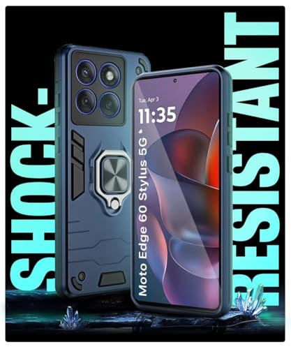 Image of AIBEX Armor Back Cover Compatible for Motorola Edge 60 Stylus 5G| Rugged Shockproof Case with Ring Holder & Kickstand | Military-Grade Protection | Magnetic Car Mount Compatible