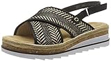 Klettverschluss Rieker Damen Frühjahr/Sommer V7967 Slingback Sandalen, Schwarz (Schwarz-Natur/Schwarz 00), 38 EU
