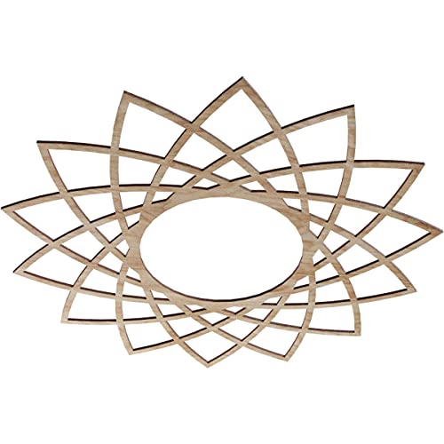 Image of Ekena Millwork 32 inchOD x 12 3 /8 inchID x 1 /4 inchT Eleanor Wood Fretwork Pierced Ceiling Medallion, Red Oak